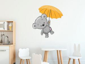 Nálepka na stenu pre deti Macko s dáždnikom Veľkosť: 10 x 10 cm