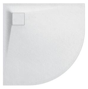 CERANO - Sprchová vanička štvrťkruhová Quarto - SMC/minerálny kompozit - štruktúrovaná biela matná - 80x80x3 cm