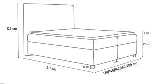 Čalúnená posteľ MONA + topper, 180x200, primo 8801