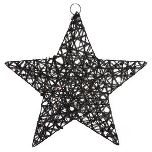 Vianočná dekorácia hviezda STARIELLE s LED osvetlením 40 cm, čierna