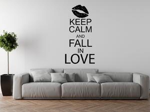 Nálepka na stenu Keep calm and fall in love Farba: Levanduľová, Rozmery: 50 x 100 cm