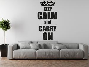 Nálepka na stenu Keep calm and carry on Farba: Biela, Rozmery: 50 x 100 cm
