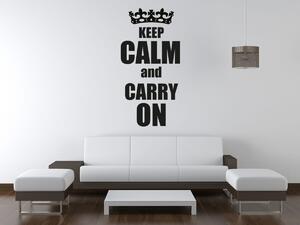 Nálepka na stenu Keep calm and carry on Farba: Biela, Rozmery: 50 x 100 cm