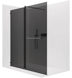 CERANO - Sprchová zástena Walk-in Medin Ľ/P - 8 mm - čierna matná, grafitové sklo - 120x195 cm - dvojdielna posuvná