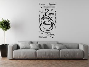 Nálepka na stenu Caffee Farba: Strieborná, Rozmery: 50 x 100 cm