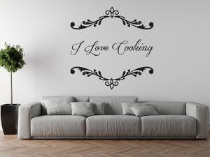 Nálepka na stenu I love cooking Farba: Bordová, Veľkosť: 50 x 50 cm
