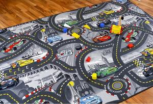 Detský koberec 100x200 cm CARS šedý