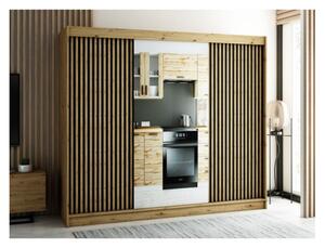 Praktická šatníková skriňa LENOX 2 250 - dub artisan / čierna