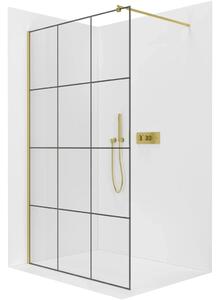 CERANO - Sprchová zástena Walk-in Onyx Round Ľ/P - 8 mm - guľatá vzpera - zlatá, industriálne sklo - 110x200 cm