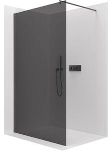 CERANO - Sprchová zástena Walk-in Onyx Round Ľ/P - 8 mm - guľatá vzpera - čierna matná, grafitové sklo - 40x200 cm