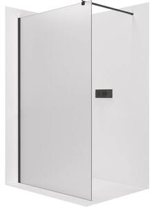 CERANO - Sprchová zástena Walk-in Onyx Round Ľ/P - 8 mm - guľatá vzpera - čierna matná, mliečne sklo - 30x200 cm