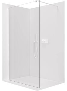 CERANO - Sprchová zástena Walk-in Onyx Round Ľ/P - 8 mm - guľatá vzpera - biela matná, transparentné sklo - 30x200 cm