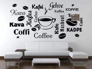Nálepka na stenu Coffee Farba: Bordová, Rozmery: 100 x 50 cm