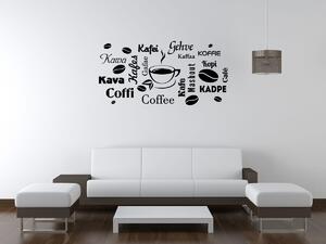 Nálepka na stenu Coffee Farba: Bordová, Rozmery: 100 x 50 cm
