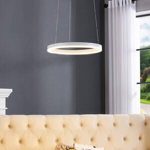 LED závesné svietidlo Arcchio Albiona, biele, 1 krúžok, Ø 40 cm, Biela / opálová, Kuchyňa, kov, Moderný, Závesné svietidlo