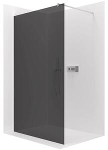 CERANO - Sprchová zástena Walk-in Onyx Round Ľ/P - 8 mm - guľatá vzpera - chróm, grafitové sklo - 40x200 cm