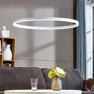 LED závesné svietidlo Arcchio Albiona, biele, 1 krúžok, Ø 80 cm, Biela / opálová, Kuchyňa, kov, Moderný, Závesné svietidlo