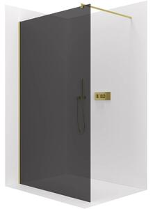 CERANO - Sprchová zástena Walk-in Onyx Round Ľ/P - 8 mm - guľatá vzpera - zlatá, grafitové sklo - 130x200 cm