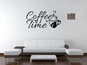 Nálepka na stenu Coffee Time Farba: Bordová, Rozmery: 100 x 50 cm