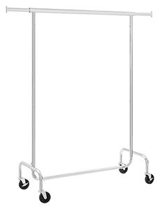 SongmicsHome Stojan na oblečnie IRENE na kolieskach, max.130kg, 150x45x160cm, strieborná