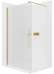 CERANO - Sprchová zástena Walk-in Onyx Round Ľ/P - 8 mm - guľatá vzpera - zlatá, ryhované sklo - 80x200 cm