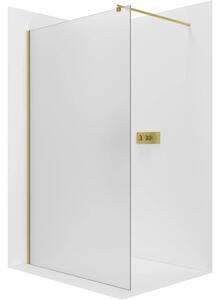CERANO - Sprchová zástena Walk-in Onyx Round Ľ/P - 8 mm - guľatá vzpera - zlatá, mliečne sklo - 130x200 cm