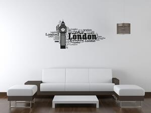 Nálepka na stenu Londýn Big Ben Farba: Bordová, Rozmery: 100 x 50 cm