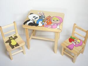 Detský Stôl s stoličkami Máša a medveď + malý stolček zadarmo !! (+ Malý stolček zadarmo !!)
