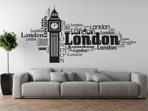 Nálepka na stenu Londýn Big Ben Farba: Bordová, Rozmery: 100 x 50 cm