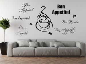 Nálepka na stenu Bon Appetite Farba: Bordová, Rozmery: 100 x 50 cm