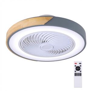 Brilagi - stmievateľné LED svietidlo s ventilátorom LED/38W/230V 50 cm sivá/dub + diaľkové ovládanie