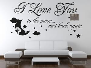 Nálepka na stenu I love you to the moon Farba: Biela, Rozmery: 200 x 100 cm