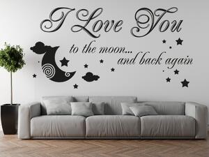 Nálepka na stenu I love you to the moon Farba: Sivá, Veľkosť: 100 x 50 cm