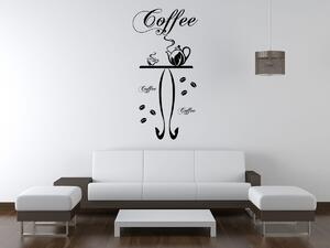 Nálepka na stenu Káva na stole Farba: Tyrkysová, Rozmery: 50 x 100 cm