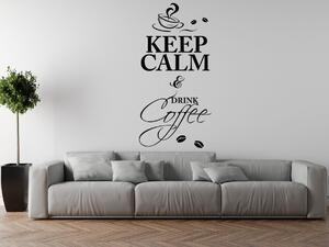 Nálepka na stenu Keep calm drink coffee Farba: Červená, Rozmery: 50 x 100 cm