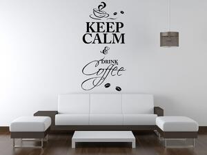 Nálepka na stenu Keep calm drink coffee Farba: Biela, Rozmery: 50 x 100 cm