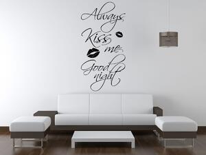Nálepka na stenu Always kiss me good night Farba: Biela, Rozmery: 50 x 100 cm