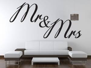 Nálepka na stenu Mr i Mrs Farba: Sivá, Rozmery: 100 x 50 cm