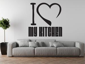 Nálepka na stenu I love my kitchen Farba: Biela, Rozmery: 100 x 100 cm