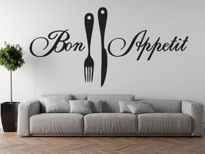 Nálepka na stenu Bon Appetit Farba: Strieborná, Rozmery: 100 x 50 cm
