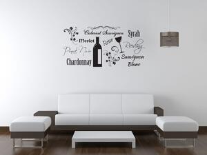 Nálepka na stenu Druhy vín Farba: Biela, Rozmery: 200 x 100 cm