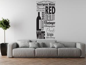Nálepka na stenu Druhy chutných vín Farba: Bordová, Rozmery: 50 x 100 cm