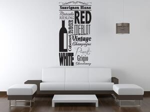 Nálepka na stenu Druhy chutných vín Farba: Biela, Rozmery: 50 x 100 cm