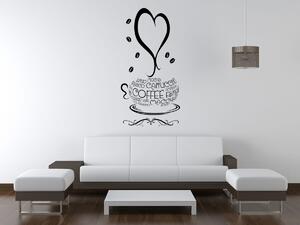 Nálepka na stenu Šálka kávy Farba: Biela, Rozmery: 50 x 100 cm