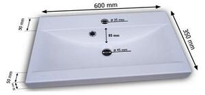 Kúpeľňová zostava MONTREAL s umývadlom, biela/sivá lesk (MOB0G005, MOB0G30/10/60)