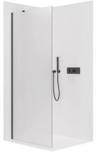 CERANO - Sprchová zástena Walk-in Onyx YL/P - 8 mm - guľatá vzpera - čierna matná, mliečne sklo - 30x200 cm