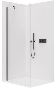 CERANO - Sprchová zástena Walk-in Onyx YL/P - 8 mm - guľatá vzpera - čierna matná, transparentné sklo - 40x200 cm
