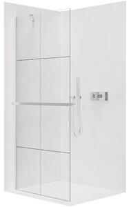 CERANO - Sprchová zástena Walk-in Onyx YL/P - 8 mm + polička/držiak na uteráky - chróm, industriálne sklo - 100x200 cm