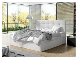 Boxpringová postel 140x200 CAROLA - bílá + topper ZDARMA