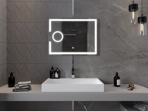 Mexen Onyx, LED kúpeľňové zrkadlo s podsvietením a kozmetickým zrkadielkom 80x60 cm, 6000K, ochrana proti zahmlievaniu, 9813-080-060-611-00